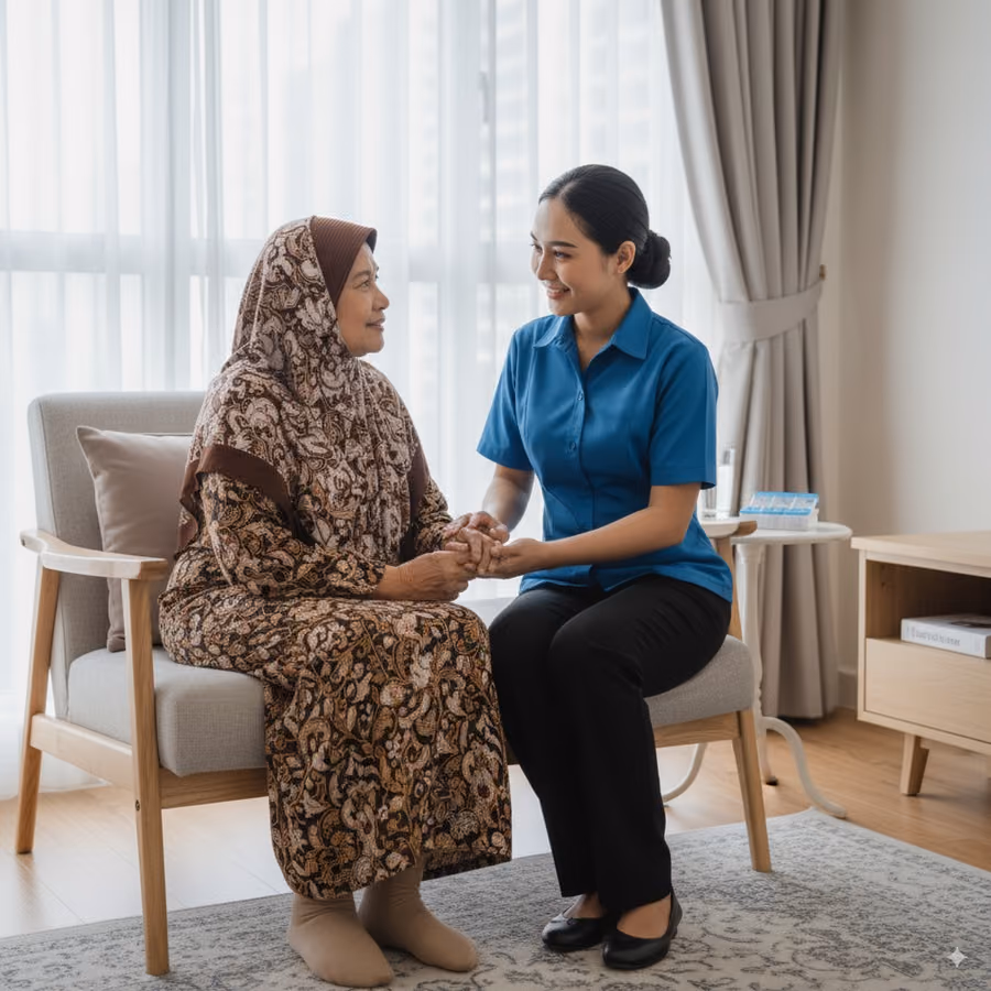 Housemaid caring for an elderly client